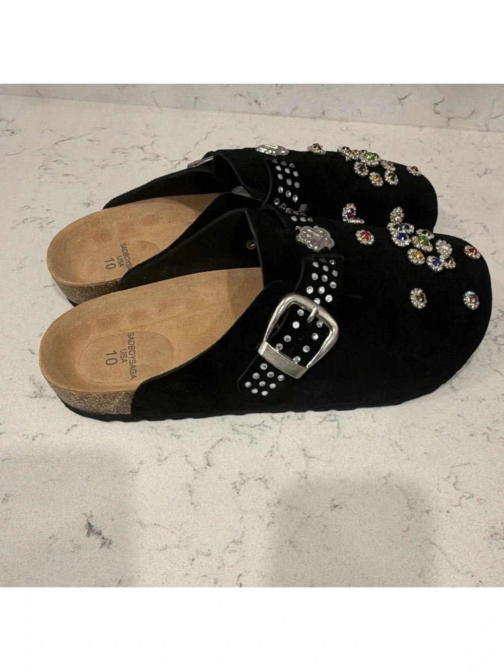 Sad Boy Saga Hidden Gems Footbed Unisex Clogs Size 10 Mens 12 Women's Black